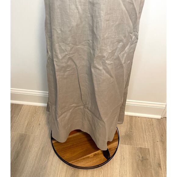 Enza Costa Linen Laced Open Back Maxi Dress In Mist Taupe Size Medium New - Picture 5 of 15